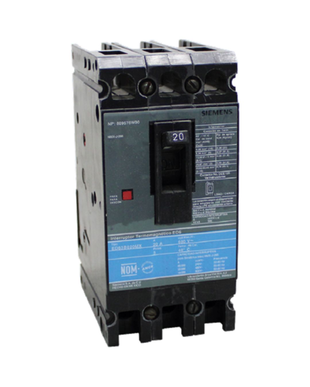 Interruptor Termomagnético 3P 20A - ED63B020MX